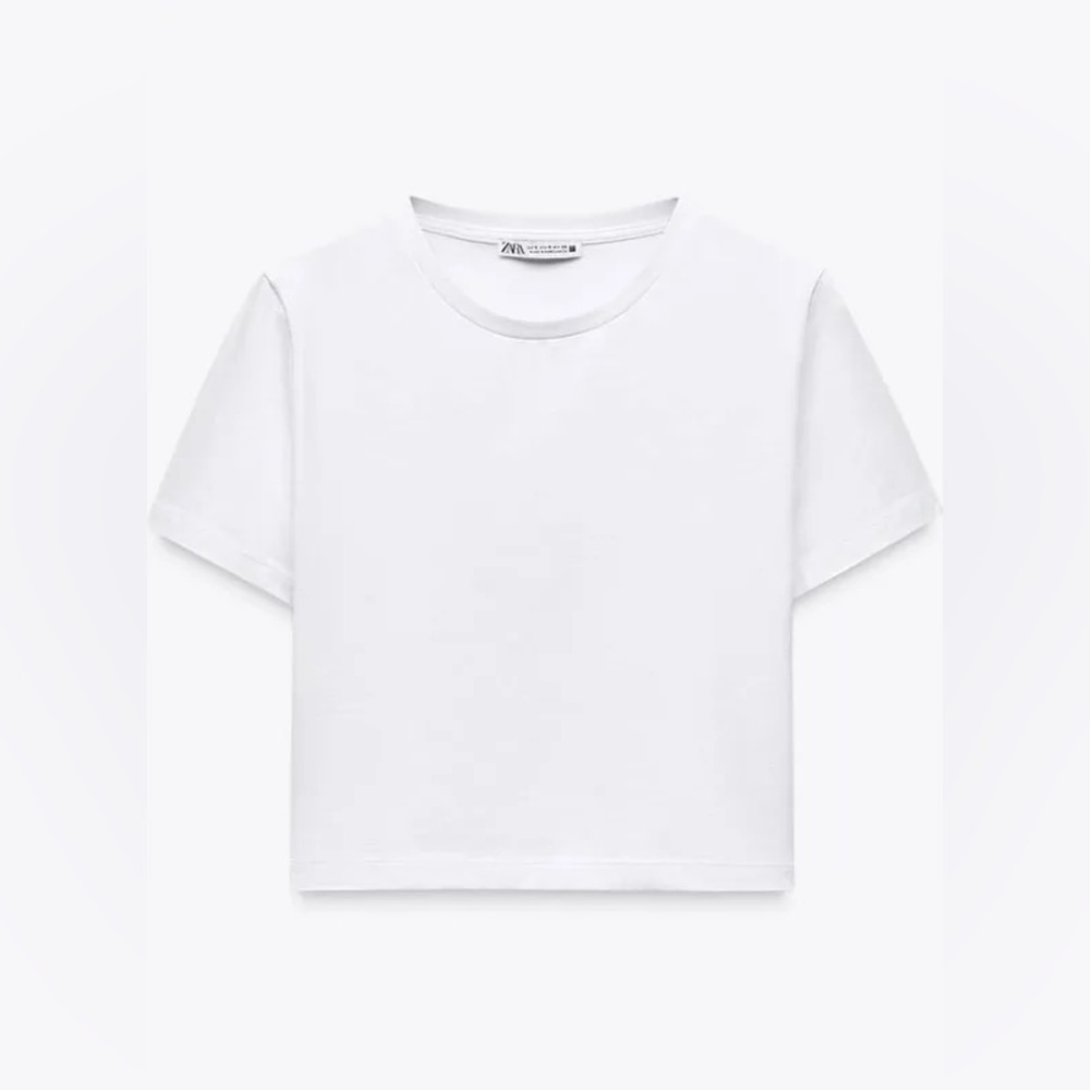 Zara Ribbed Cropped T-Shirt